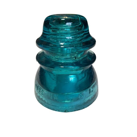 Vintage Set of 2 Hemingray 42 Aqua Blue Glass Insulator USA Primitive - Picture 9 of 10